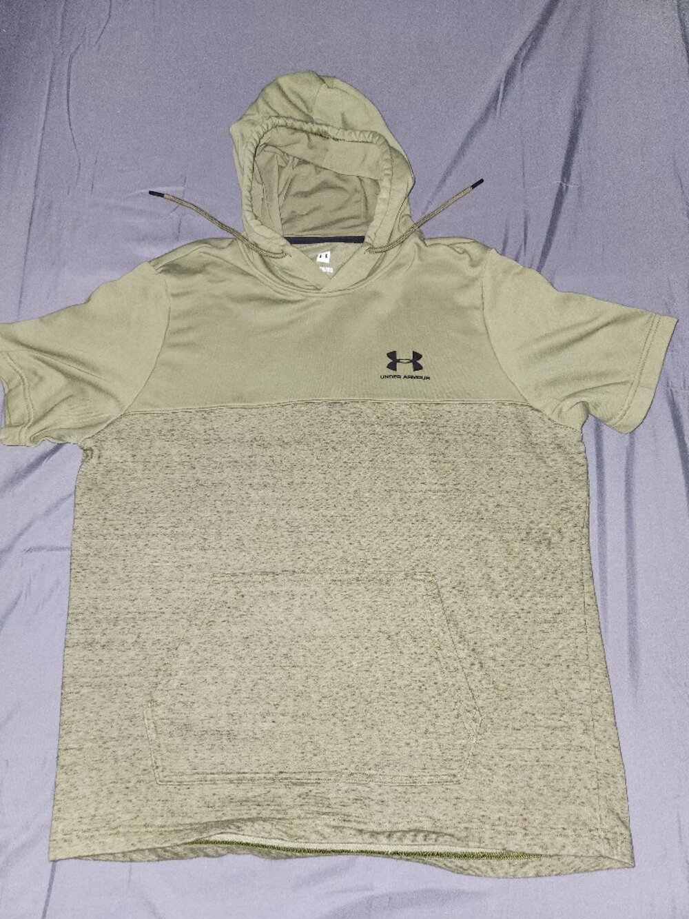 Under Armour Mens Short Sleeve Hoodie XL Olive Green Command WarmUp Training Tee